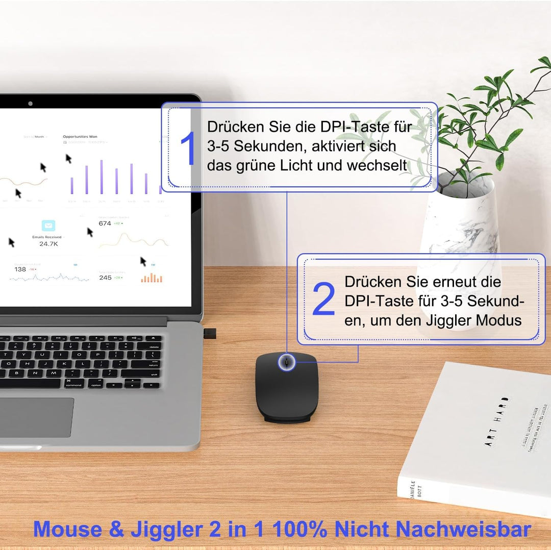 Azmall Kabellose Bluetooth Maus für iPad Pro/MacBook/Laptop/PC/Computer, Wiederaufladbare Maus Kabel