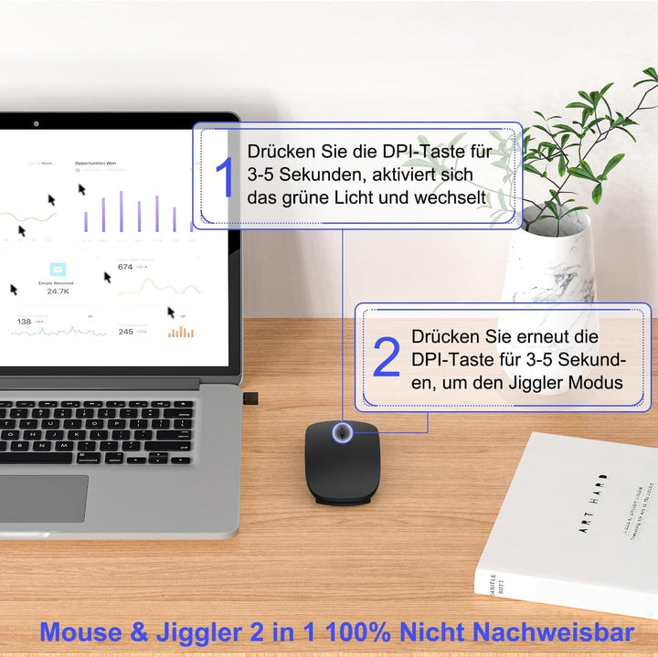 Azmall Kabellose Bluetooth Maus für iPad Pro/MacBook/Laptop/PC/Computer, Wiederaufladbare Maus Kabel