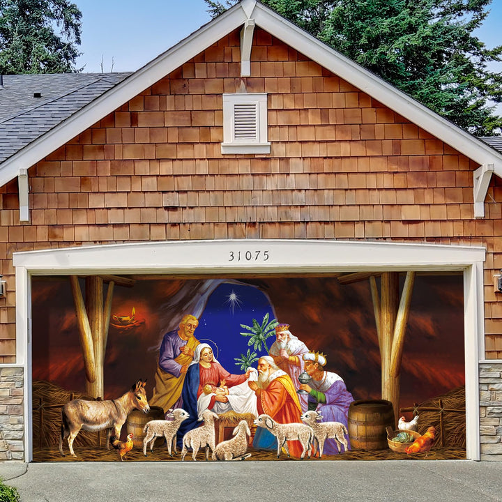 Garagentor-Dekorationen für Weihnachten, Garagentorabdeckung, Garagentor, Wandbilder, 1,8 x 4 m, gro