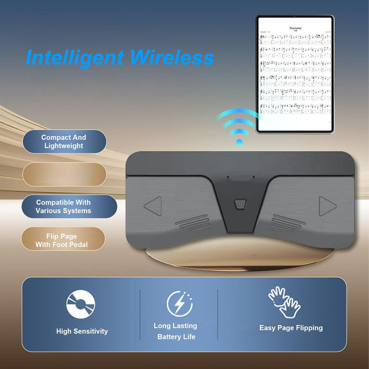 Drahtloses Page-Turner-Pedal, Bluetooth-Musik-Fussschalter-Page-Turner mit Rutschfestem Pad für -Tab