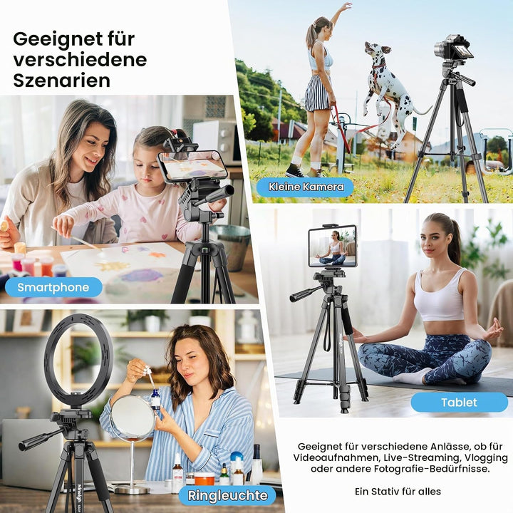 Nineigh Kamera Stativ,Tragbares Handy Stativ für Smartphone iPad mit 45-211cm Höhe, Leichtes Camera