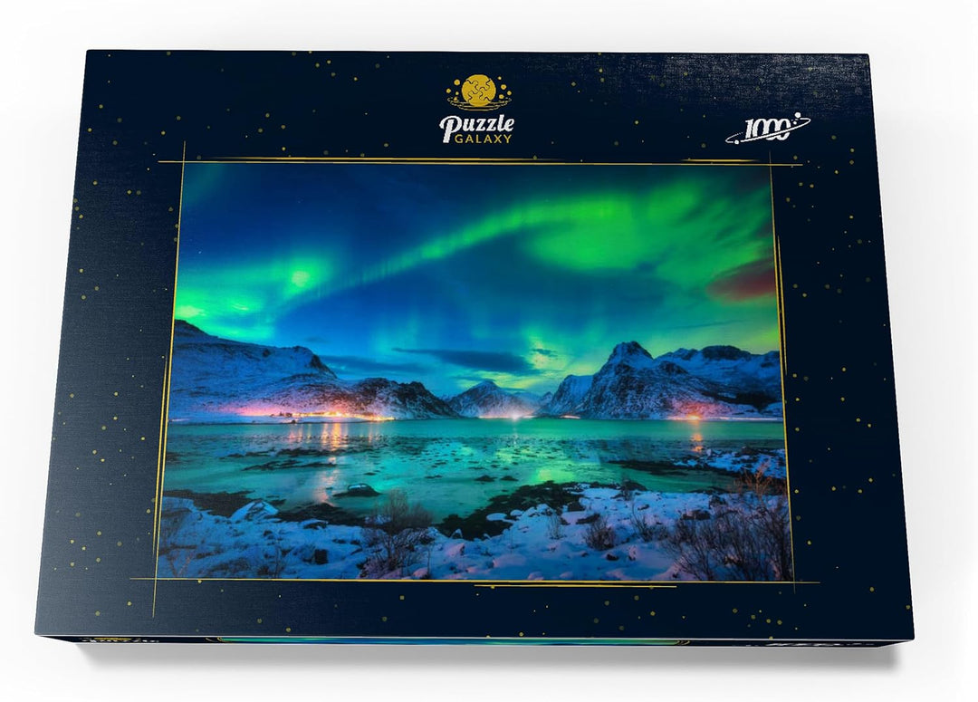 Nordlichter (Aurora Borealis) auf den Lofoten-Inseln, Norwegen - Premium 1000 Teile Puzzle - MyPuzzl