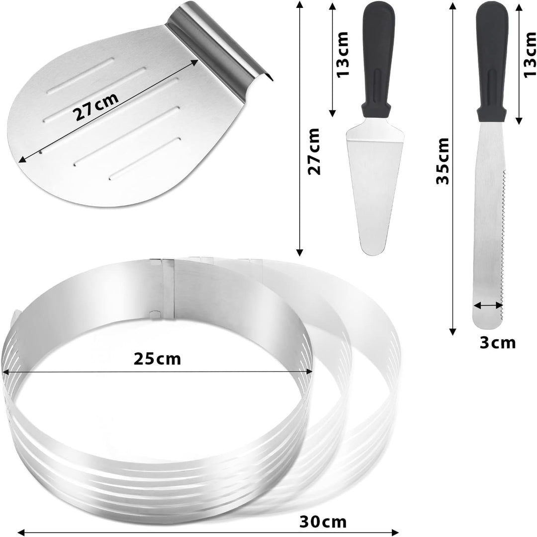 Tortenboden Schneidhilfe, Torten Set 4tlg, 23-30cm Durchmesser Tortenring, Torten Zubehöraus aus Ede