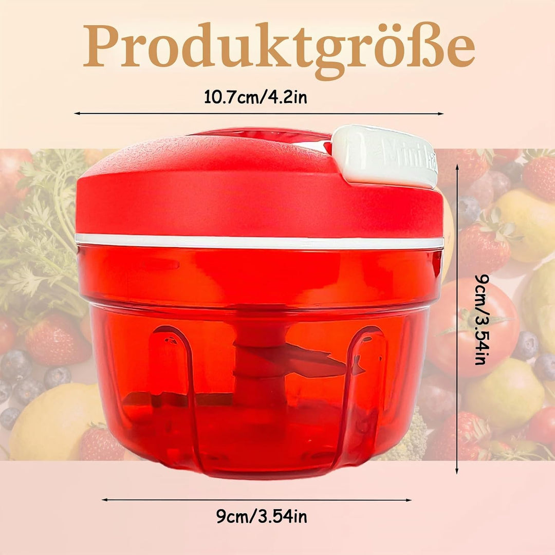 Zwiebelschneider mit Seilzug, Zwiebel Zerkleinerer manuell Multizerkleinerer Rot knoblauchhacker für