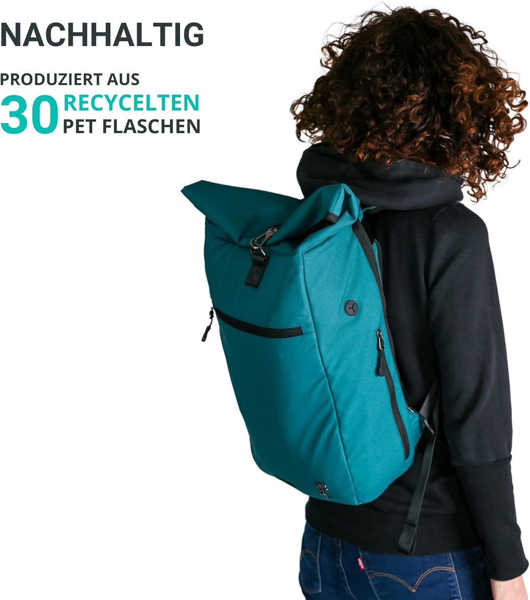 FUCHS & REBELL® Rolltop Rucksack PIET - Durchdacht & Nachhaltig - mit Laptopfach & Anti Diebstahl Ta