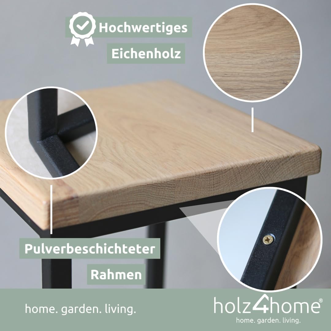 holz4home® Dekoständer-Set 3-tlg. in schwarz aus Massivholz Eiche I Hellgrau Geölt Gedrehte Streben