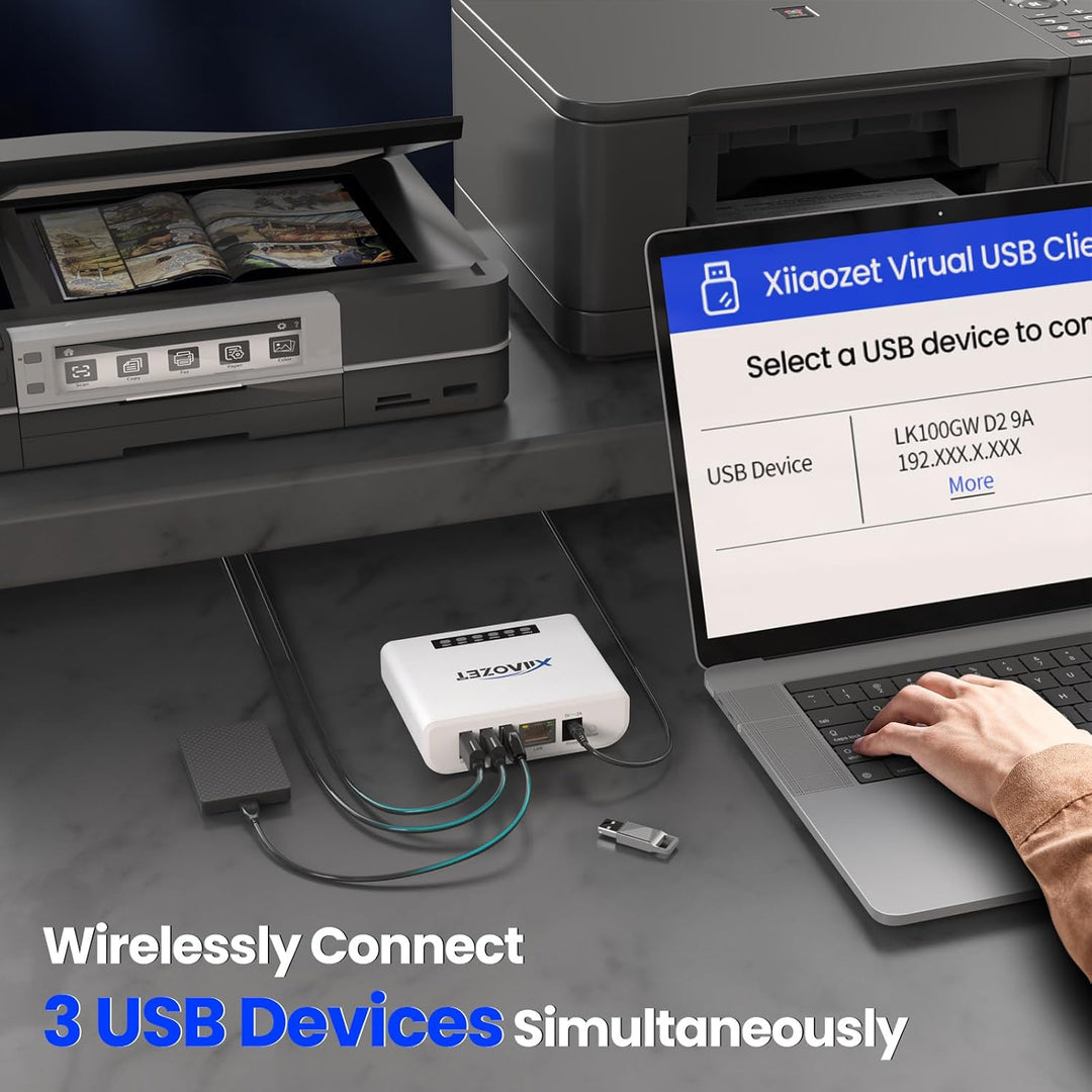 Kabelloser USB-Server und Druckserver teilen USB-Geräte (Drucker, Scanner oder mehr) über LAN über E