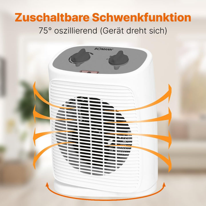 Bomann® Heizlüfter inkl. Ventilatorfunktion | elektrische Heizung mit stufenlosem regelbarem Thermos
