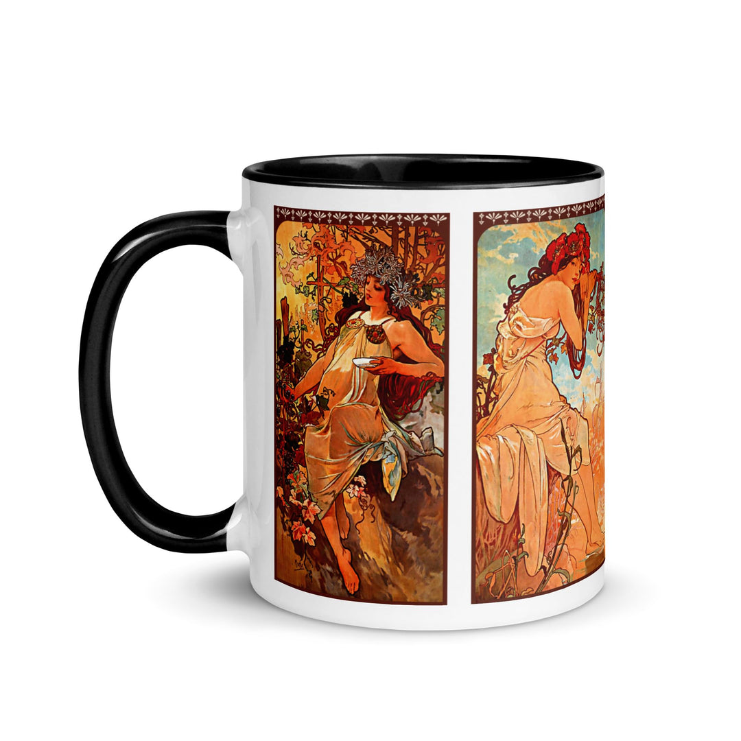 Tasse Alphonse Mucha Jugendstil Jahreszeiten Kunstwerk Gemälde Tasse Tee Kaffee Winter Frühling Somm