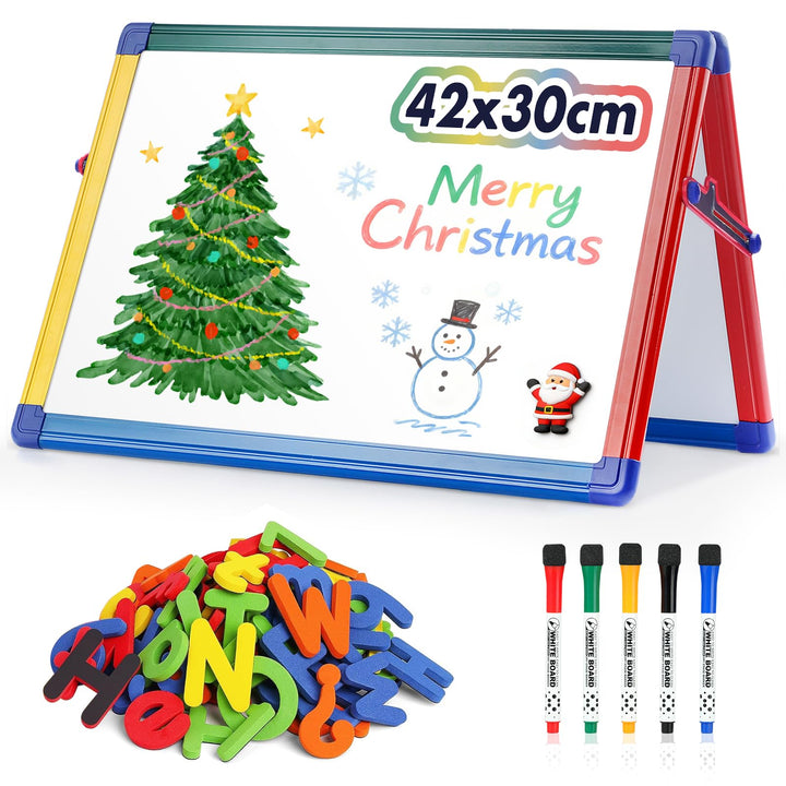 Swansea Magnettafel Kinder, Klappbar Whiteboard, A3, Doppelseitig mit Buchstaben- und Zahlenmagneten