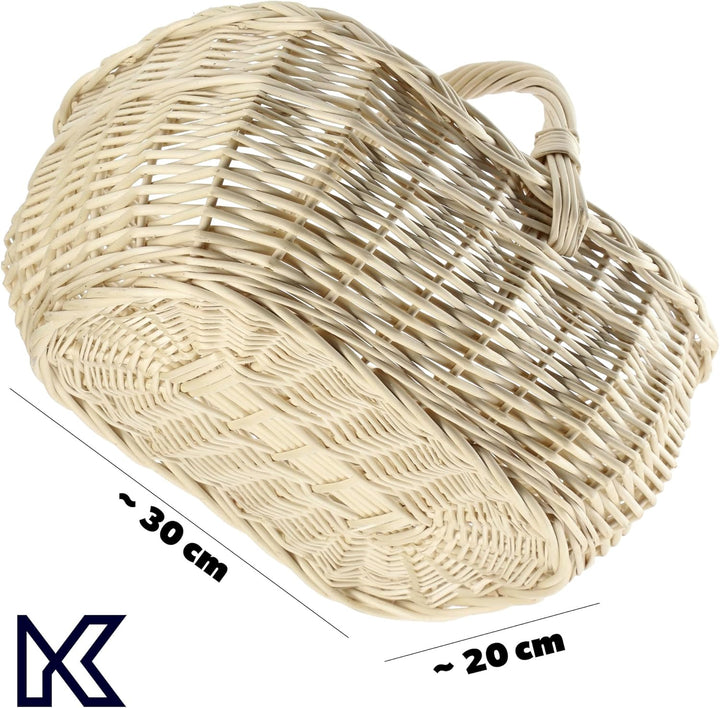 KADAX Weidenkorb für Pilze, Ovaler Korb zum Einkaufen, robuster Picknickkorb mit dem Henkelgriff, Fl