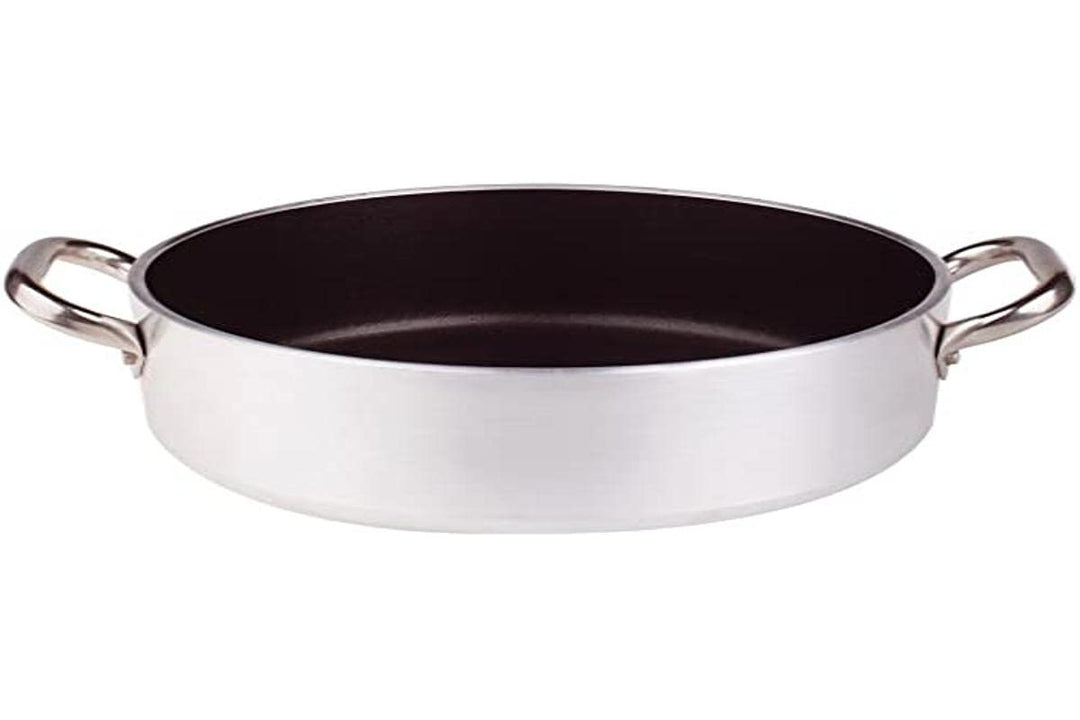 Pentole Agnelli ALSA2106S32 Stielkasserolle mit Griffen, Aluminium, Silber, 32 cm, 32 cm