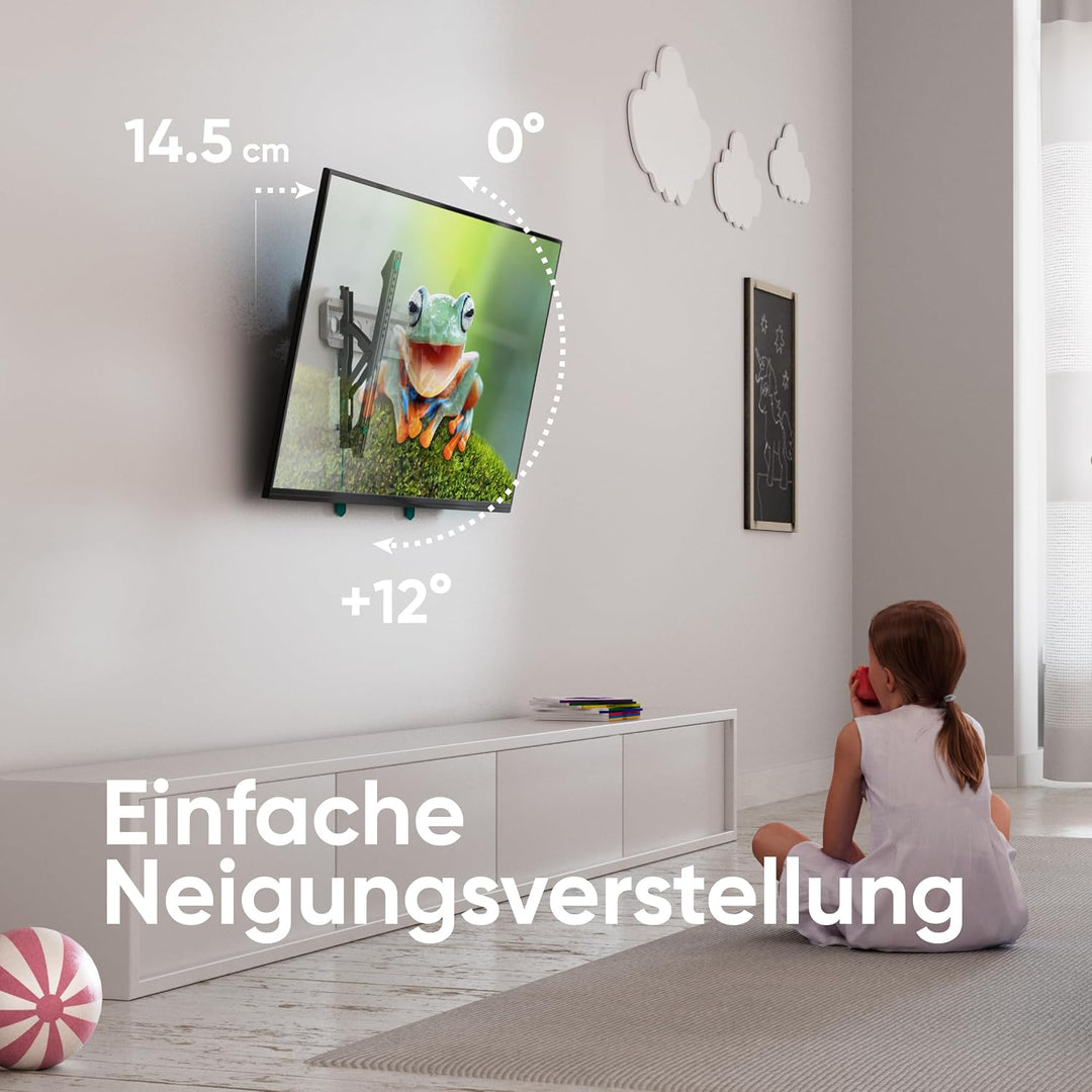 ONKRON TV Wandhalterung neigbar für 32-70 Zoll Fernseher bis zu 60 kg, Ultra Slim TV Halterung flach