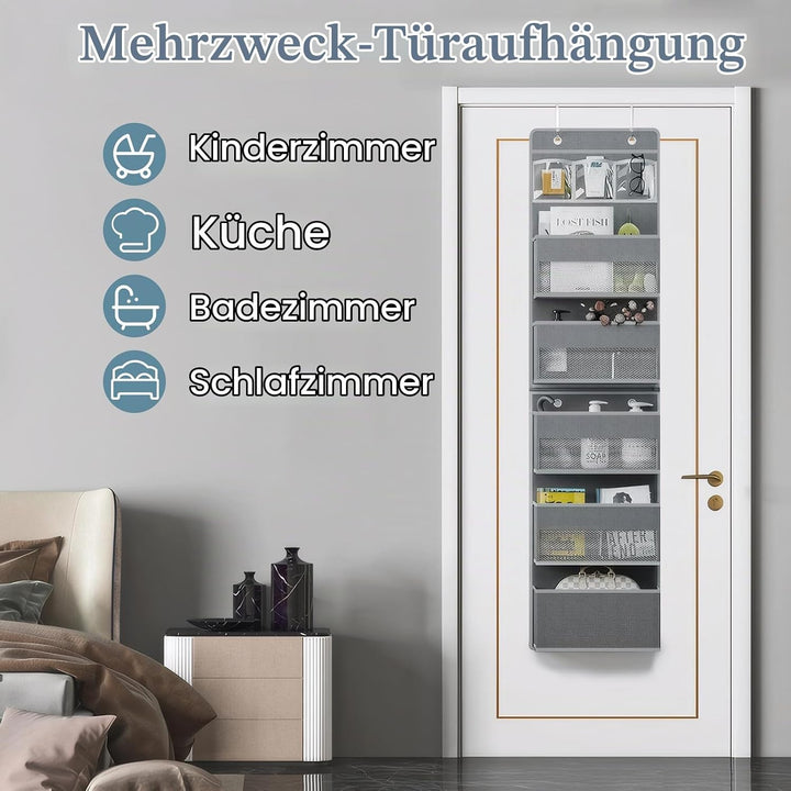 YTACREA Hängeorganizer, Removable Hängeaufbewahrung Tür mit 5 Lagig Taschen, Tür organizer mit 4 Hak