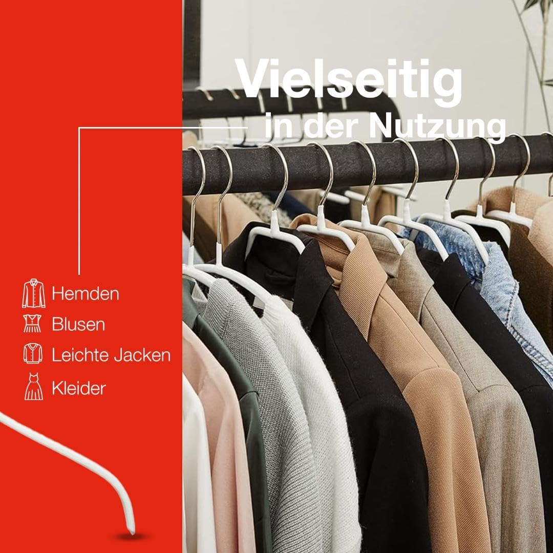MAWA Kleiderbügel, Set mit 50 platzsparenden und rutschfesten Bügeln, ideal für Hemden und Blusen, m