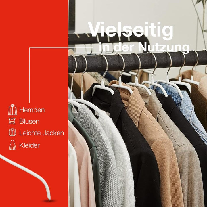 MAWA Kleiderbügel, Set mit 50 platzsparenden und rutschfesten Bügeln, ideal für Hemden und Blusen, m