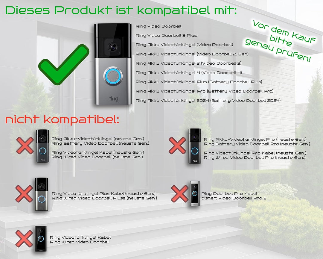 Ring Video Doorbell Blende, Wandplatte, Halterung, Wandhalterung, Edelstahl, Schild, Rahmen, Hochwer