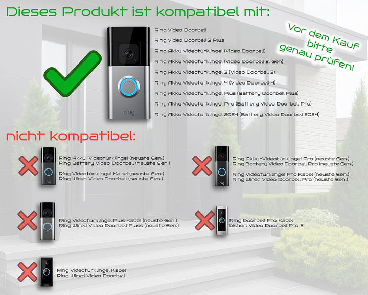 Ring Video Doorbell Blende, Wandplatte, Halterung, Wandhalterung, Edelstahl, Schild, Rahmen, Hochwer