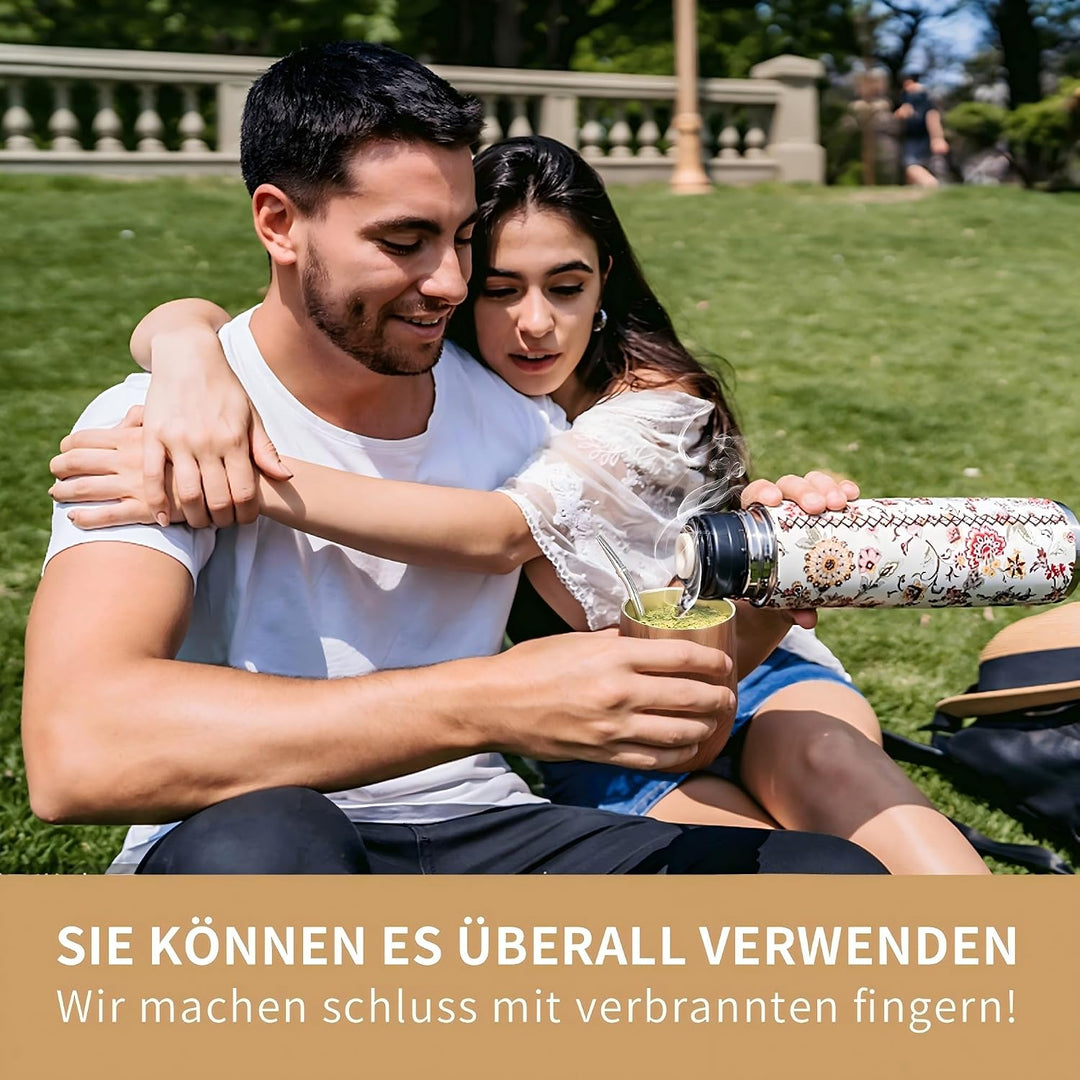 TELANKS Mate Becher, 340 ml Teetassen Set, Edelstahl doppelwand isolier Enthält Bombillas und eine R