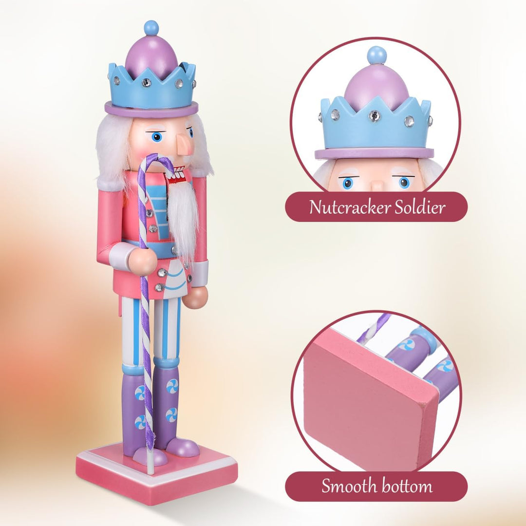 Veemoon Rosa Holz Weihnachts Nutcracker SüssIgkeiten Soldat Weihnachtsdekoration Tisch Nussknacker F