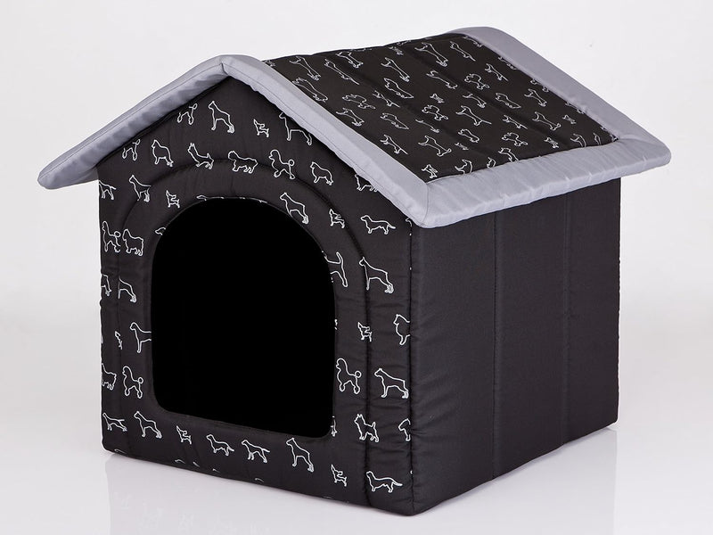 Hobbydog R4 BUDCWP14 Doghouse R4 60X55 cm Black with Dogs, L, Black, 1.4 kg Black L, Black L