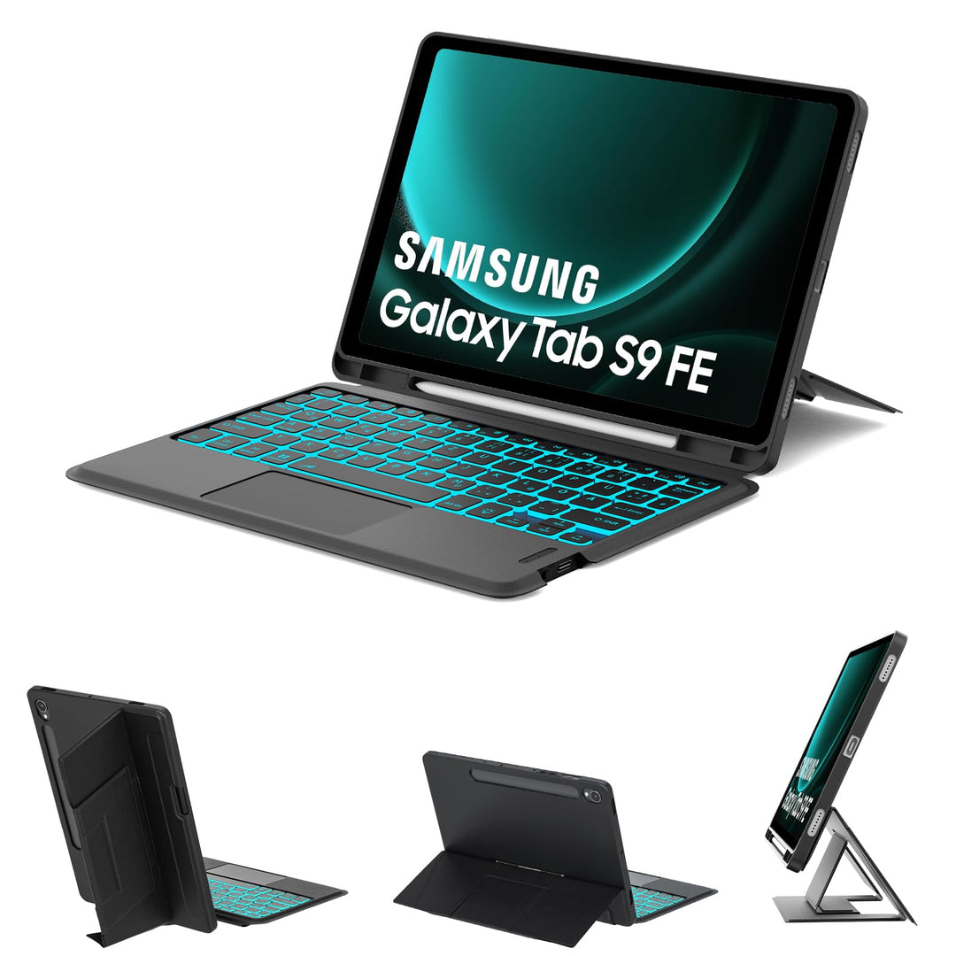 IVEOPPE Hülle mit Tastatur für Samsung Galaxy Tab S9FE/S10FE 10.9", QWERTZ Deutsch Bluetooth, Abnehm