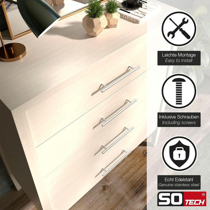 10 x SO-TECH® G14 Edelstahl Möbelgriff-Set Stangengriffe Relinggriffe BA 320 mm BA 320 mm (Edelstahl