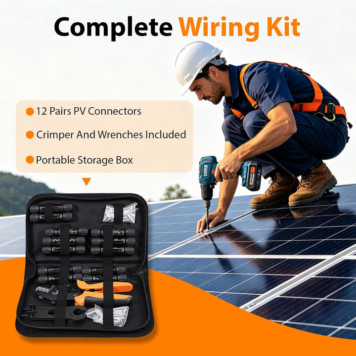 12 Paar PV Stecker mit Crimpzange für 2,5/4/6 mm² Solarkabel, Wasserdichte Steckverbinder, Robuste R