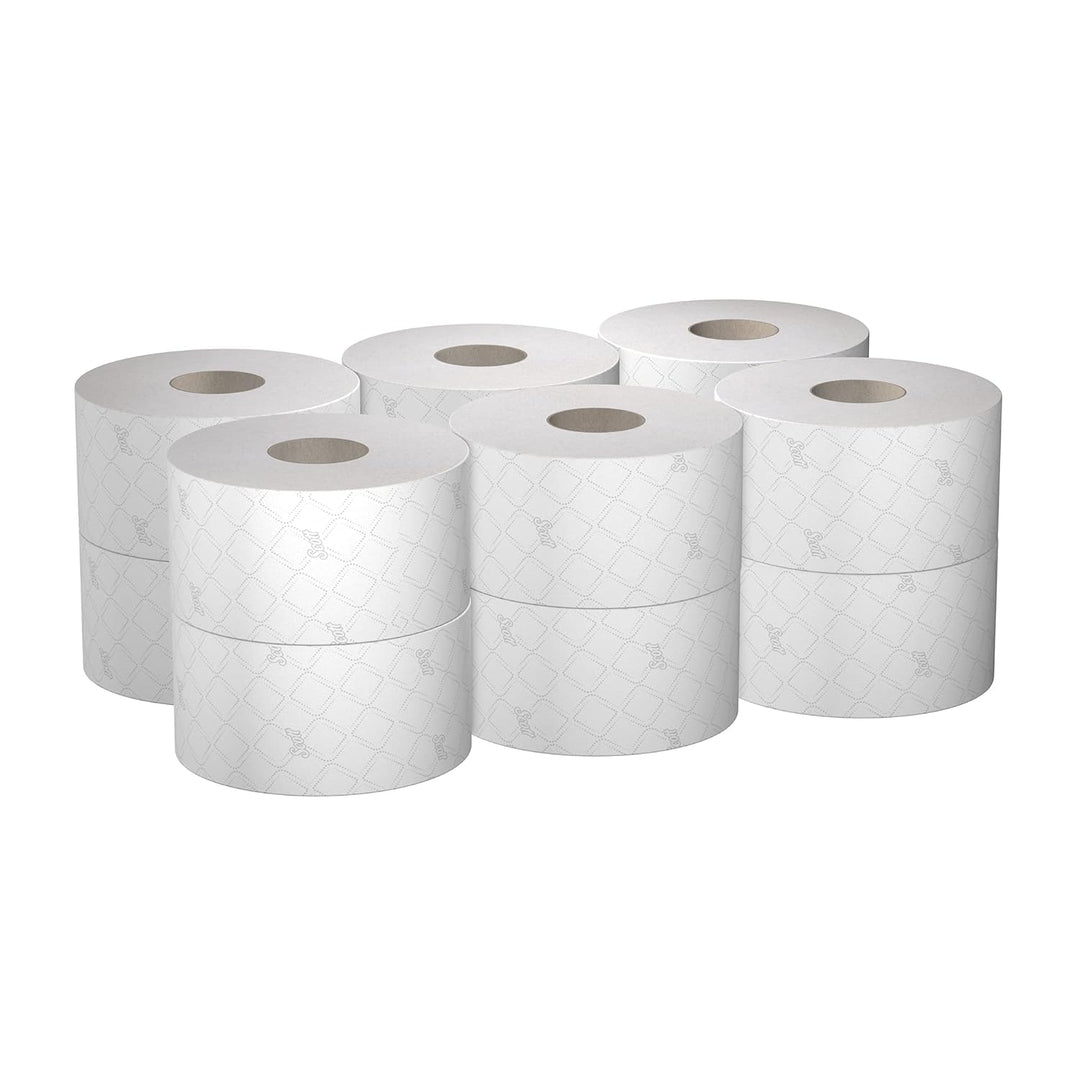 Scott Essential Jumbo Toilettenpapierrollen 8615 – 2-lagiges Toilettenpapier – 12 Rollen mit je 500