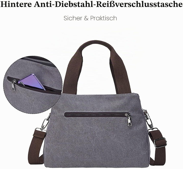FANDARE Retro Handtaschen Leinwand Schultertasche Damen Umhängetasche Frauen Crossbody Messenger Bag