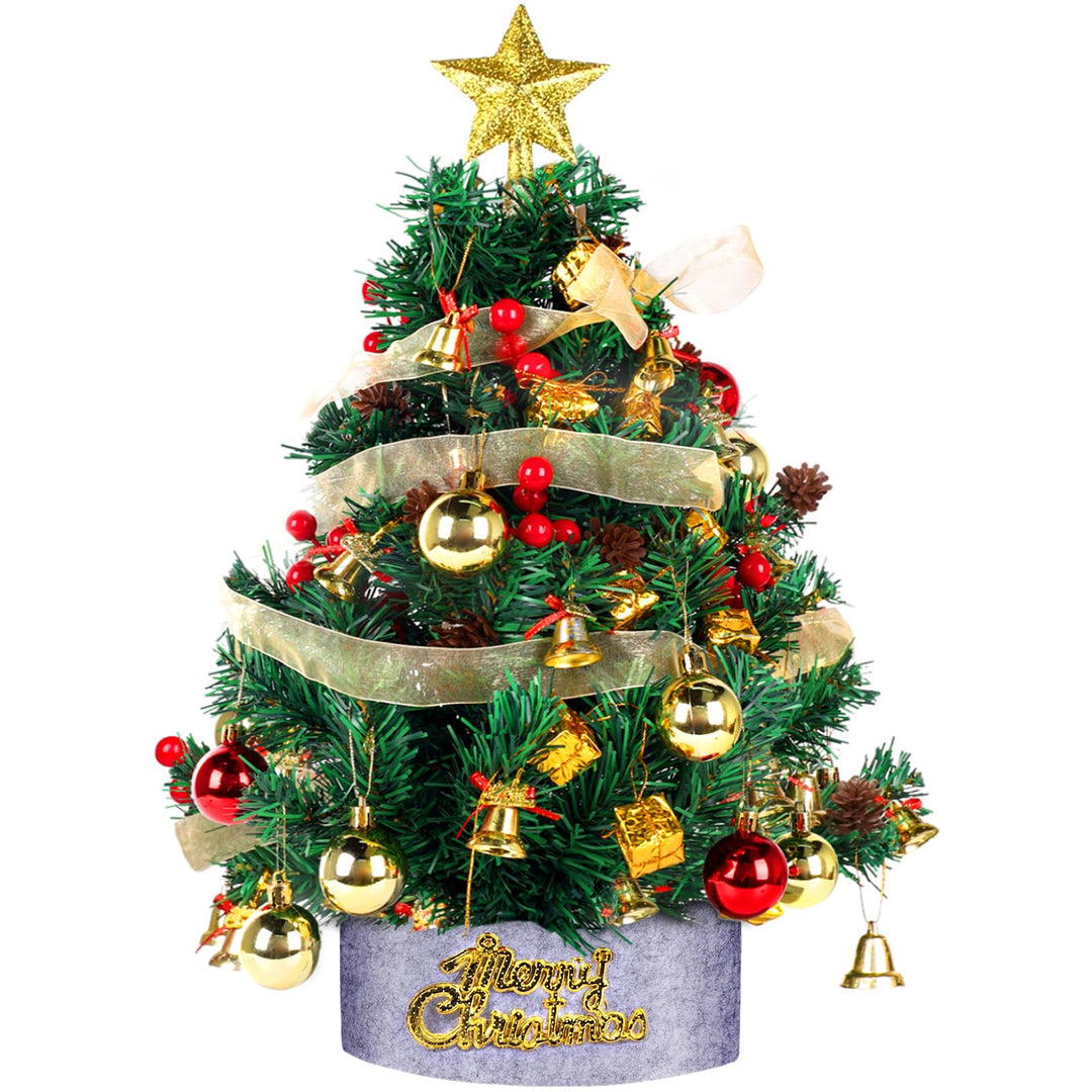 Mini Künstlicher Weihnachtsbaum 60cm,Tisch Christbaum mit Weihnachtskugel Tannenzapfen Christbaumspi