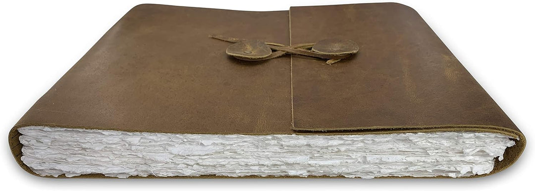 Wanderings Leder Aquarell Sammelalbum Journal - 25 x 32 cm - Grosses echtes Lederalbum mit handgefer