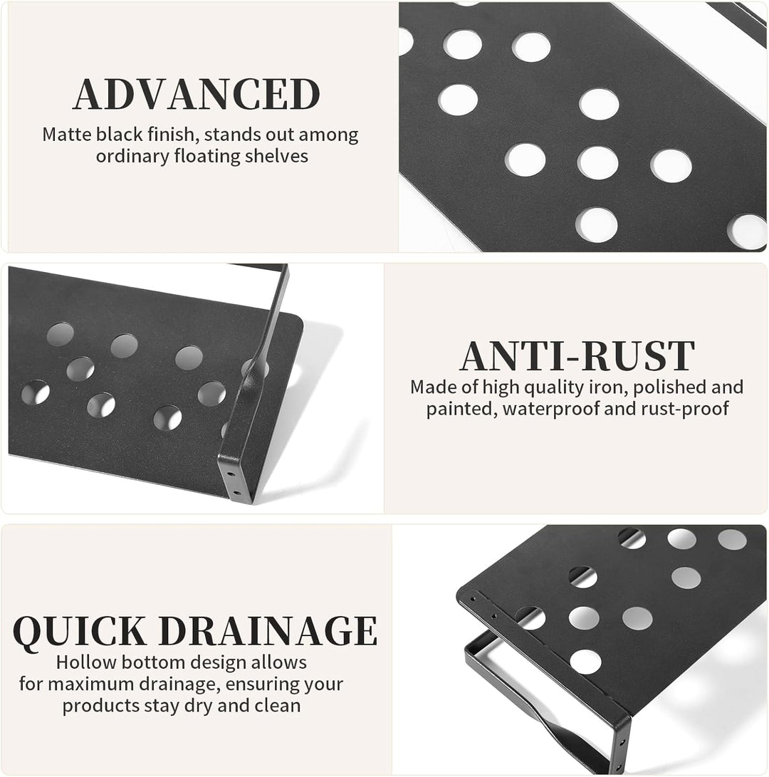 Uten Wandregal Metall, Bad Regal Kücheregal 2er Set, Metallregal Wand 40cm mit Handtuchhalter, für W