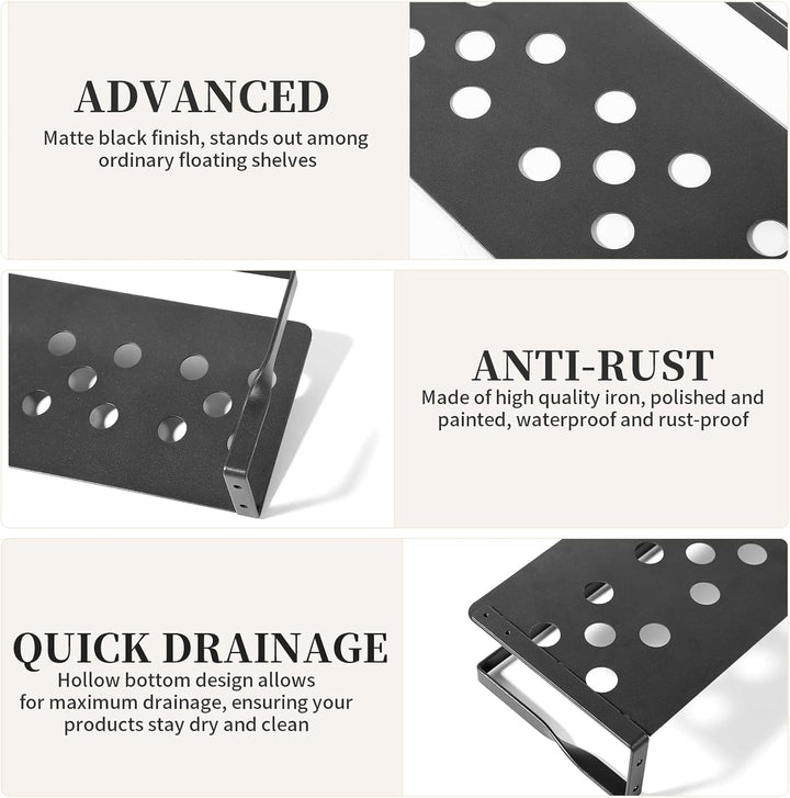 Uten Wandregal Metall, Bad Regal Kücheregal 2er Set, Metallregal Wand 40cm mit Handtuchhalter, für W