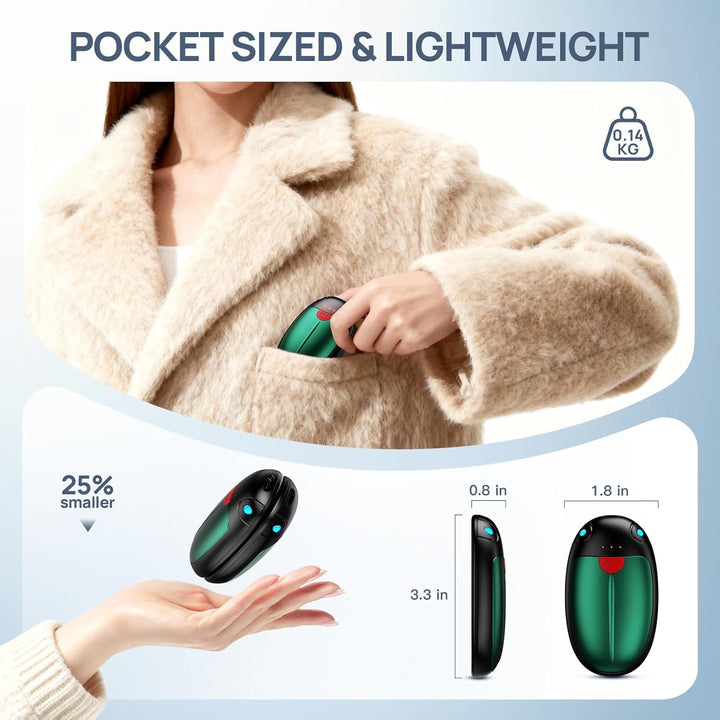 VTHW Handwärmer Wiederaufladbar, Handwärmer Elektrisch 2er-Set mit 6000-mAh, Elektrischer Handwärmer