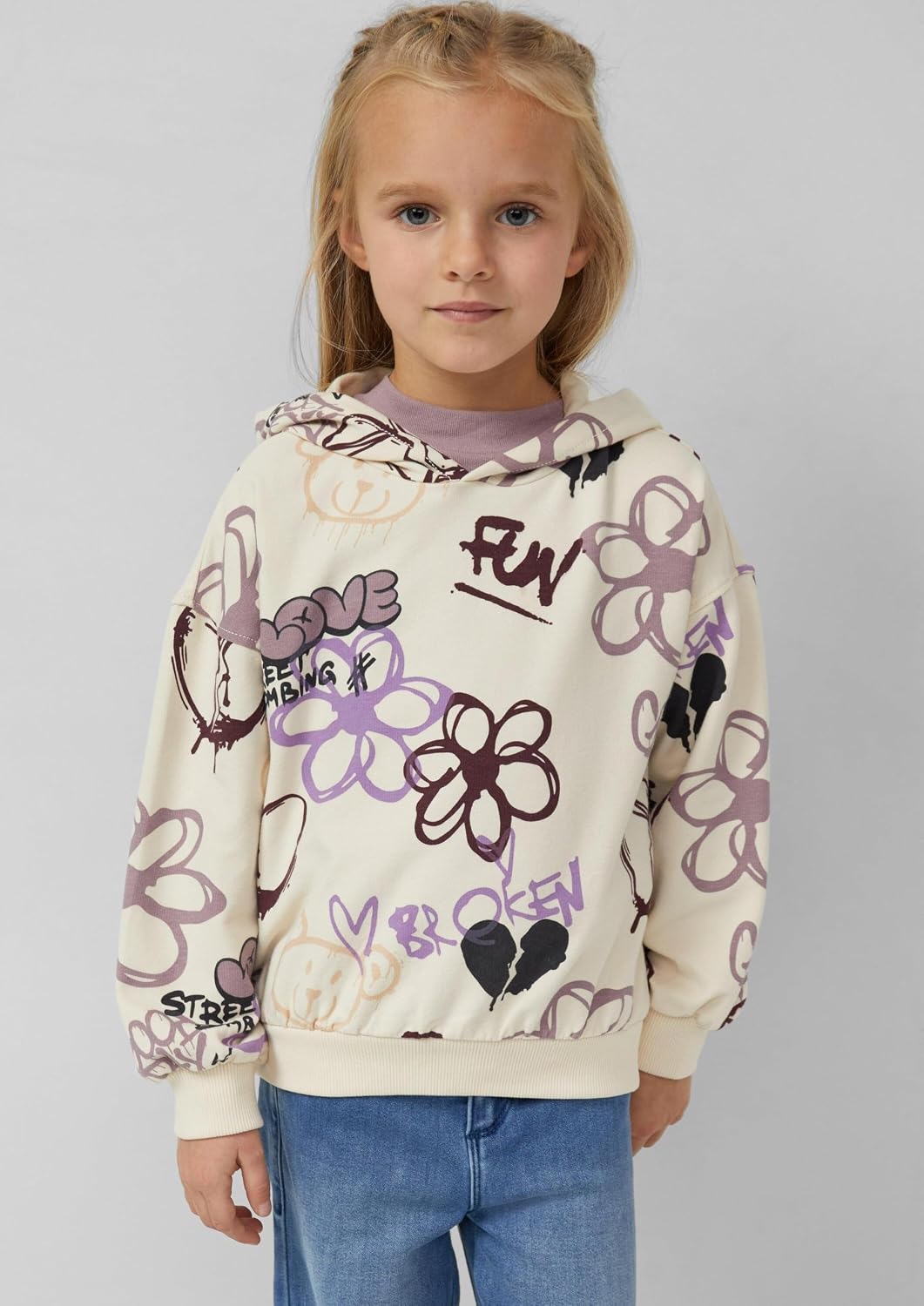 s.Oliver Hoodie mit All-Over-Print im Graffiti-Stil 92-98 04a6_creme, 92-98 04a6_creme