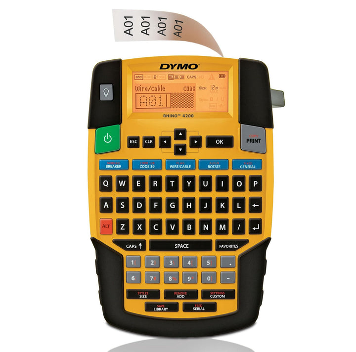 Dymo Rhino 4200 – Label Drucker (schwarz, gelb, 6–19 mm, QWERTY, Lithium-Ionen (Li-Ion), Geschenkbox