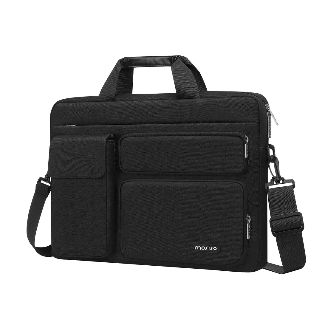 MOSISO Laptoptasche, Laptop Schultertasche, Laptop Umhängetasche mit 2 Erhöhte&1 Klappe&1 Beutel&Gri