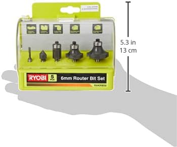 Ryobi 5132003828 Fräsersatz 5-teilig, für Kantenfräse und Oberfräse, Nutfräser, 1x Hohlkehlfräser, 2
