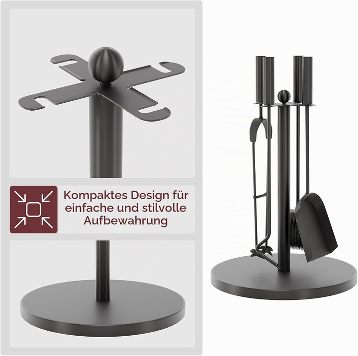 Fire Vida Warwick Kaminbesteck-Set, traditionell, Metall, schwarz, 5-teilig