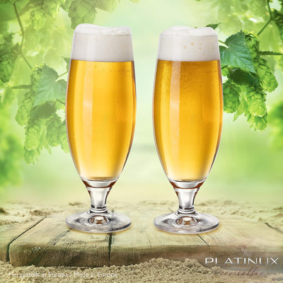 PLATINUX Bierkelche 500ml (max. 580ml) aus Crystalline Glas Set 6-Teilig Biertulpe Biergläser Weizen