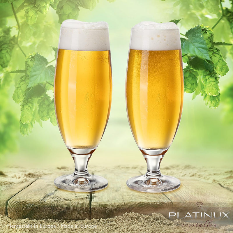 PLATINUX Bierkelche 500ml (max. 580ml) aus Crystalline Glas Set 6-Teilig Biertulpe Biergläser Weizen