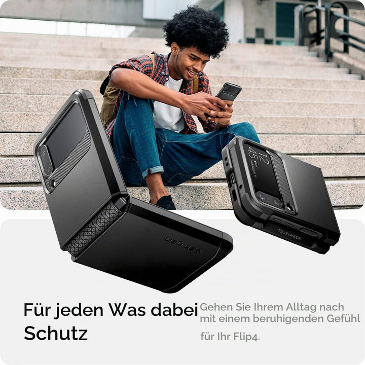 Spigen Tough Armor Hülle Kompatibel mit Samsung Galaxy Z Flip 4 5G -Schwarz
