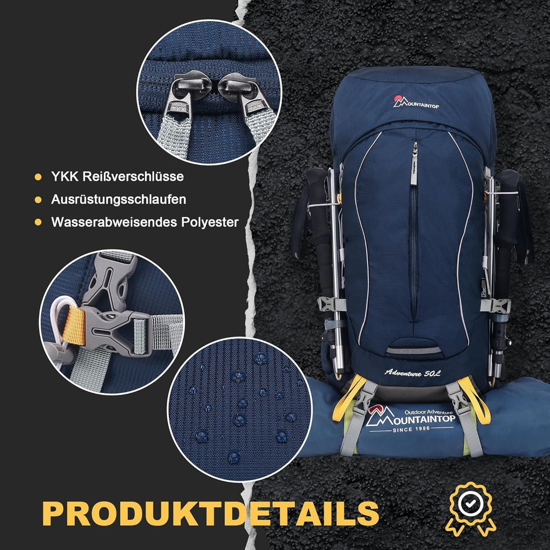 Mountaintop Trekkingrucksack 50L/60L Wanderrucksack Herren Damen Reiserucksack Grosser Rucksack mit