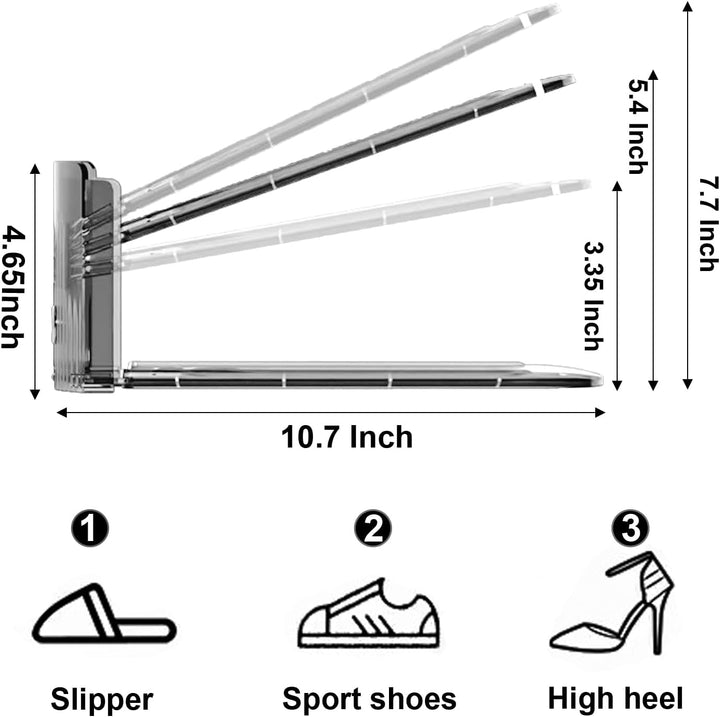 GlSAKE Schuhschlitz-Organizer, verstellbar und transparent, grau, Platzsparend, Aufbewahrung für Sch