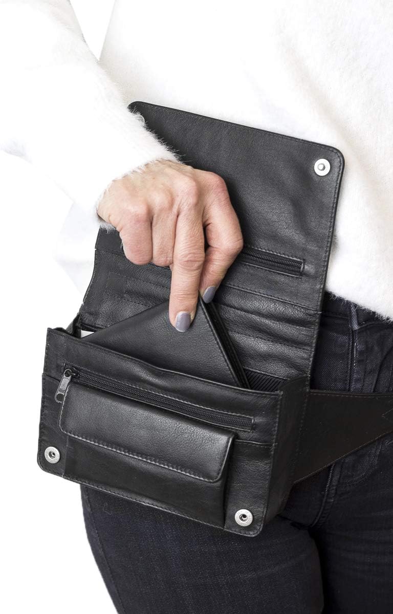 LEAS Gürteltasche mit Volllederausstattung Echt-Leder, schwarz Travel-Line