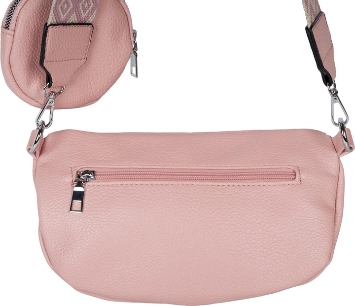 styleBREAKER Damen Halbmond Crossbody Schultertaschen Set 2-Teilig, Schultergurt mit Zick-Zack Raute