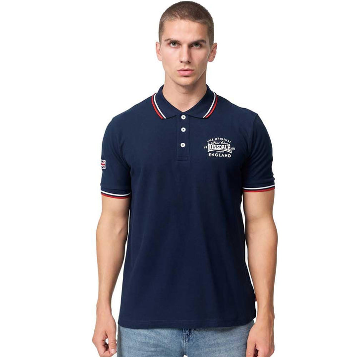 Lonsdale Herren Moyne Poloshirt S Navy/Red/White, S Navy/Red/White