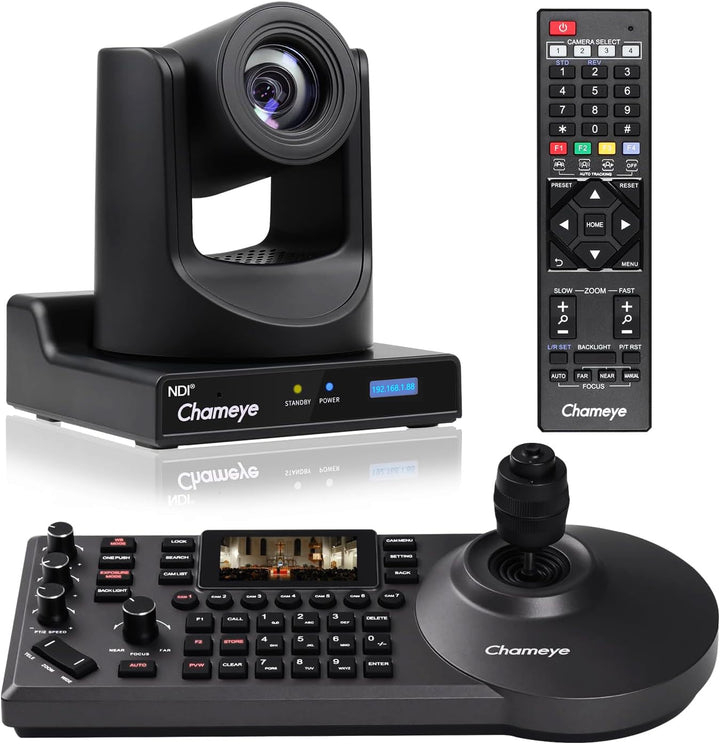 Chameye NDI PTZ Kamera Kit 30x Optischer Zoom KI-Auto-Tracking 3G-SDI HDMI USB3.0, mit 1 Stück 30x-N
