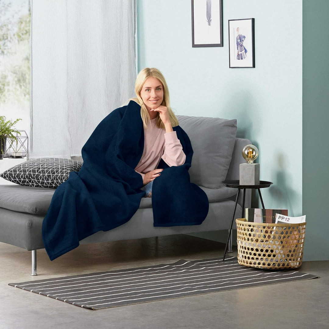 Erwin Müller Wohndecke Baumwollmischung Marine Grösse 150x200 cm 150x200 cm Marine, 150x200 cm Marin